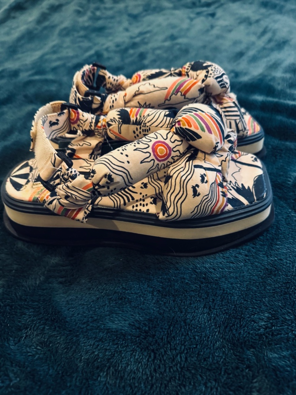 FARM Rio Knotted Printed Platform Sandals NWT size 8 Anthropologie Free People